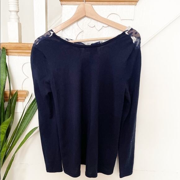 Vineyard Vines Navy Blue Silk Back Scarf Print Sweater BlouseSize XS - Picture 2 of 5